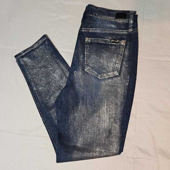Seven7 High-Rise Skinny Jeans SN16661 – Silver Metallic Foil - Picture 1 of 9